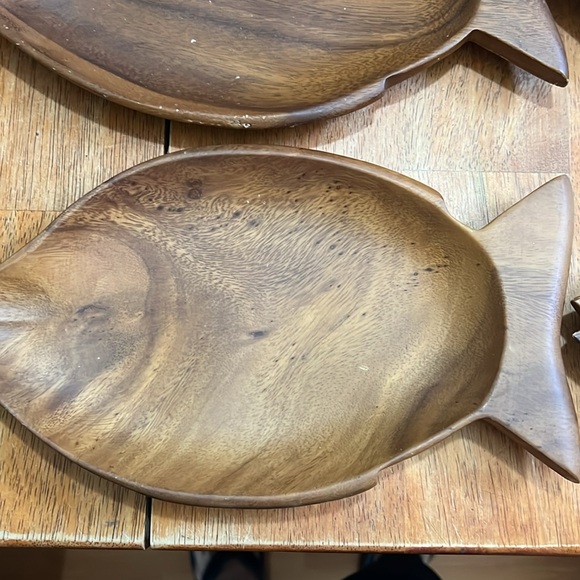 Set of 6 Pacific Merchants Acaciaware Fish platters - Picture 6 of 11